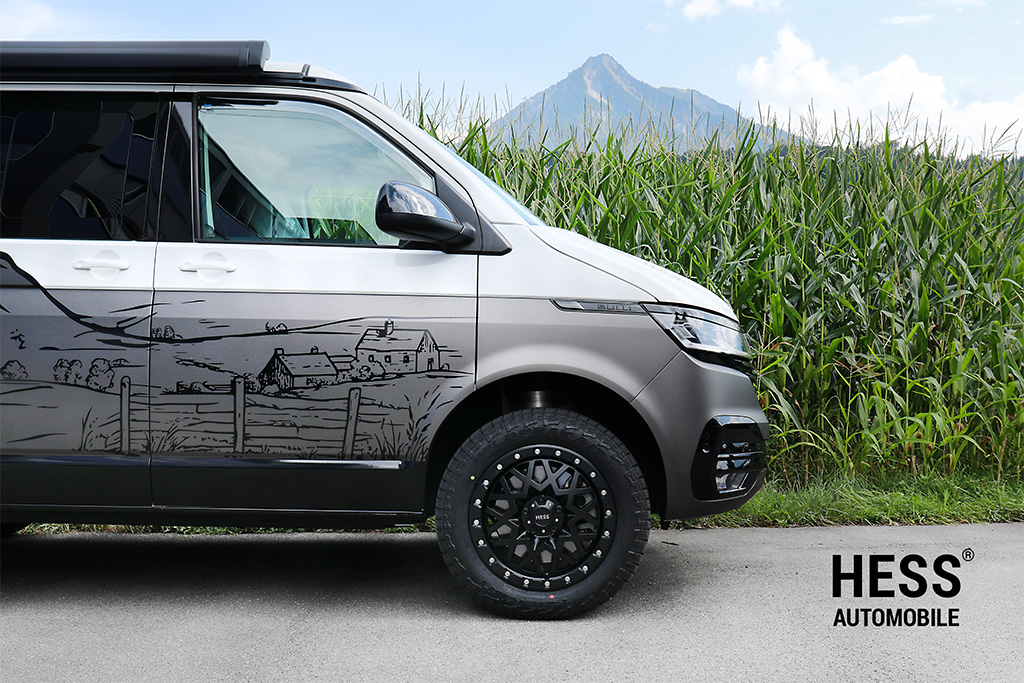 HESS H60, 18 Zoll, Savage Cross X1 Black, Alufelge für VW T5/T6/T6.1/T7, Amarok -2020, Crafter II/MAN TGE