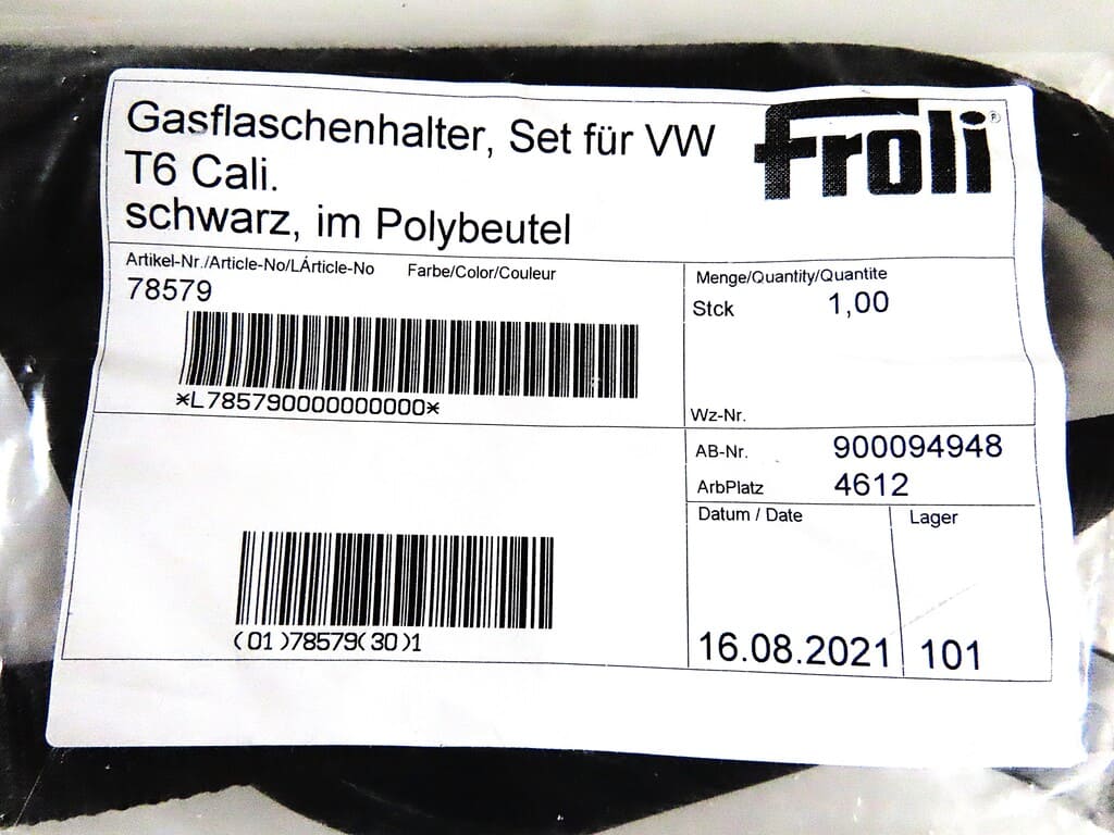 Froli Gasflaschenhalter-Set VW T6 California