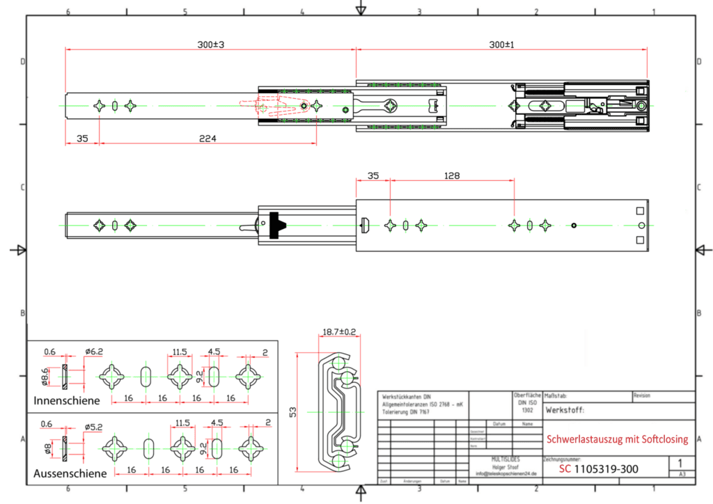 Schwerlastauszug mit Softclose Funktion