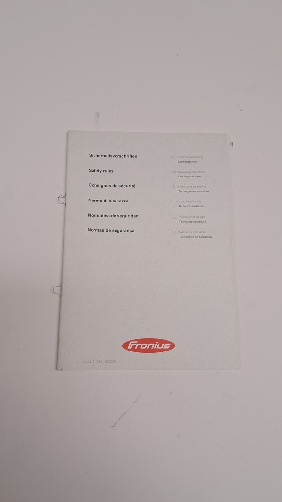 Original-Fronius Handbücher zu Schweißgeräten, Brennern und Kühlgeräten
