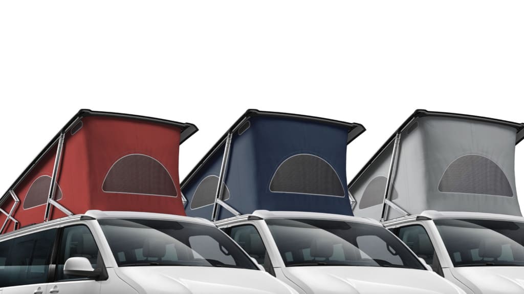 Faltenbalg für Autstelldach rot mit Fenster blau VW T6 California