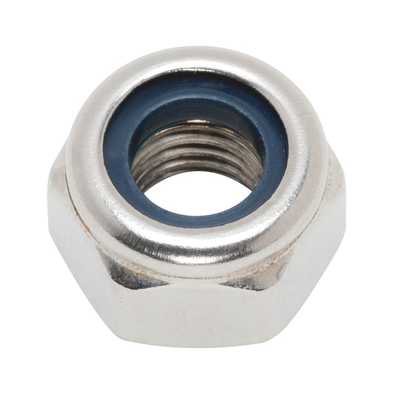 Sechskantmutter hohe Form mit Klemmteil DIN 982, Edelstahl A2, blank, M6