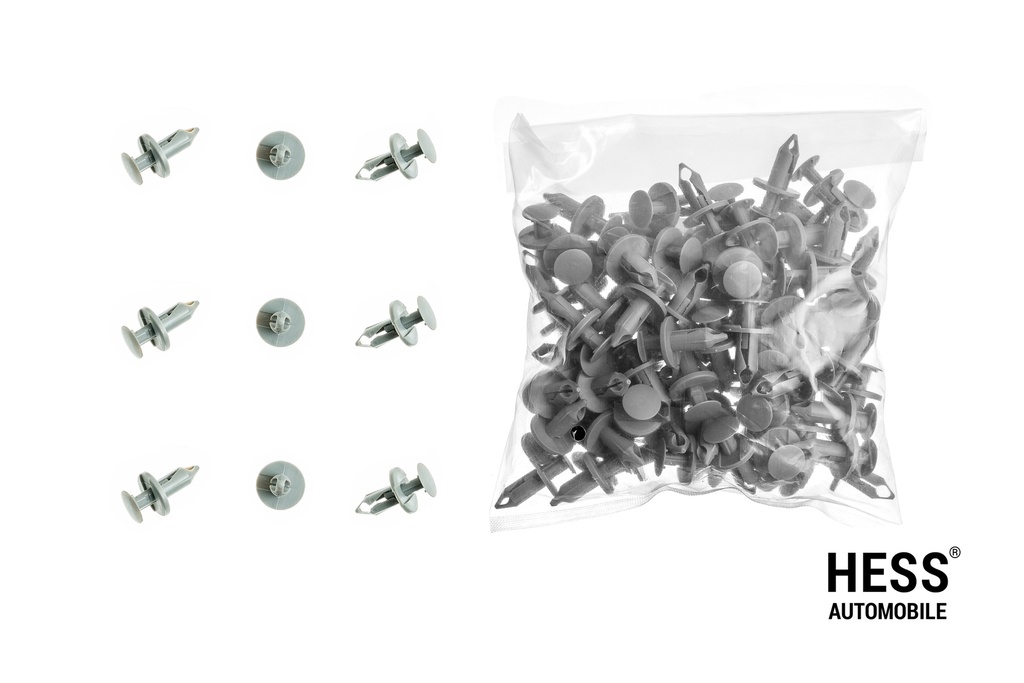 Clips in grau für die Befestigung der Innenverkleidungen / Filze (100er Pack)
